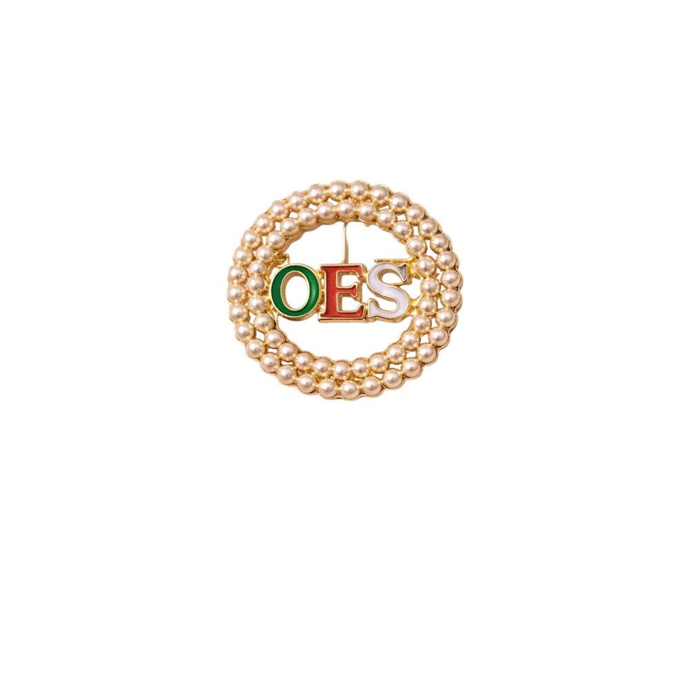 OES Pearl Brooch Pin Order of the Eastern Star Multicolor Lapel Pin